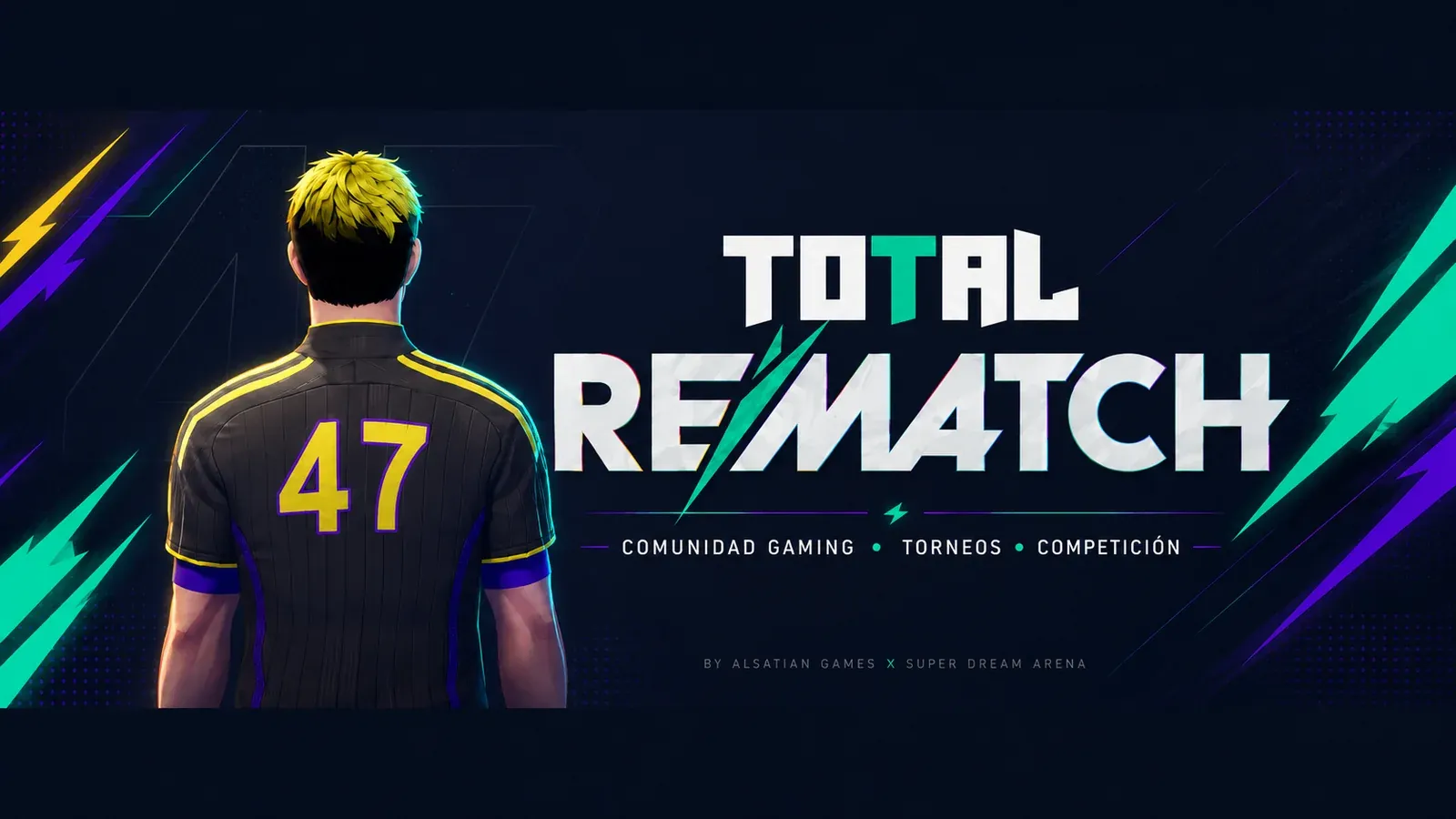 TotalRematch banner: a player in a number 47 shirt next to the community logo.